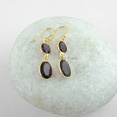 Amethyst Quartz Oval Gemstone Drop Earrings, Gold Plated 925 Sterling Silver Dangle Earrings, Bridal Jewelry, Hook Earrings, Gift For Mother